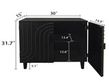 Modern Black Wood Storage Cabinet with Decorative Door, 30in Accent Sideboard for Living Room, W2729P239175
