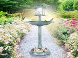 51*51*106cm Plastic Round Birdbath with Solar Ligh Dark Green 42033650