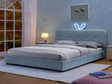 Full Size Kids Upholstered Bed with Oversized Rabbit Ear Headboard, LED Light & 4 Storage Drawers, W1413P384925