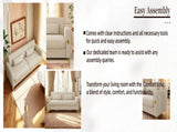 FX-P18-BEModern Beige Sofa Couch for Living Room, 85.83" Upholstered 3-Seater Sofa with Metal W57649843
