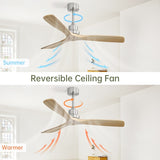 ZUN 52 Inch Outdoor Farmhouse Ceiling Fan with Remote Control Solid Wood Fan Blade Reversible Motor W934P147071