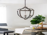 4 - Light Metal Chandelier, Hanging Light Fixture with Adjustable Chain for Kitchen Dining Room W2078138923