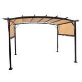 ZUN 350*280*230.5cm Aluminum Dark Brown Post Brown Adjustable Shade Fabric Curved Top Folding Shed 67152724