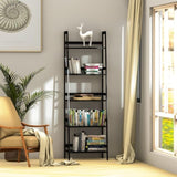 ZUN WTZ Bookshelf, Ladder Shelf, 5 Tier Bamboo Bookcase, Modern Open Book Case for Bedroom, Living Room, 67632796