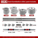 ZUN Adjustable Dumbbell Set Home Gym Cast Iron Barbell Sets with Carry Box 110lbs Office Bedroom Workout 91287581