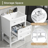 ZUN 24" Bathroom Vanity With Sink, Bathroom Storage Cabinet with Drawer and Open Shelf, Solid Wood 64550279