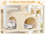 44" Multi-Level Cat Tree with Spacious Top Perch, 2-Door Condo & Hammock for Indoor Cats -Beige 07725534