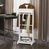 White Portable Garment Rack,Clothes Valet Stand with Storage Organizer W760P145401