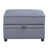 Grey Rectangle Storage Ottoman B062P186558