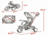 Pink 6-in-1 Convertible Kids Tricycle 1-5Y Stroller Trike with Adjustable Push Handle, Removable 02308222