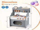 Gray Wooden Toddler Play Kitchen with Sink & Accessories, Safe Gift for Kids 3 10017256