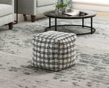 Modern Square Pouf Pattered Black White Fabric Upholstered Ottoman, Non-Slip Floor Pouf, Bean Bag B011P251658