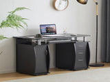 FCH 115* 55*74cm Black PB Wood 15mm Portable 1pc Door with 3pcs Drawers Computer Desk 23047766