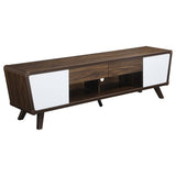 Dark Walnut and Glossy White 2-door TV Console B062P145536