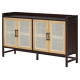 TREXM Rustic Sideboard with Decorative Rattan Doors and Adjustable Shelves for Entryway, Dining N715P203848D