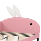 Full size Upholstered Rabbit-Shape Daybed, Sofabed with Rabbit Ear Headboard, Pink N733P208515H