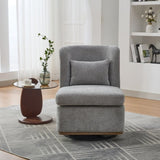 25.2 "Wide Modern Chenille Cushioned Armless Metal Base 360&deg Swivel Chair with Pillow, Suitable for W3118P253949
