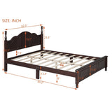Queen Size Wood Platform Bed Frame,Retro Style Platform Bed with Wooden Slat Support,Dark Walnut WF308185AAD