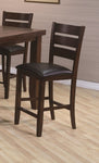 ZUN Contemporary Style Dark Brown Finish Counter Height Dining Chair Bar Stool 2pc Set Faux Leather B011P149009