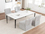 Linen Dining Chairs, Modern Fabric Side Chairs for Dining Room and Kitchen, with Padded Seat and W1170P365356