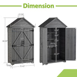 Outdoor Storage Cabinet, Garden Wood Tool Shed, Outside Wooden Shed Closet with Shelves and Latch W142291651
