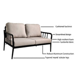 ZUN 2PC Outdoor Aluminum Patio Furniture, Modern Loveseat Sofa Conversation/Chat Set, Sunbrella Cushions W1886P175983