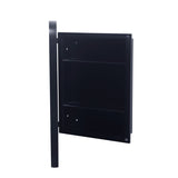 ZUN 16x24 Inch Recessed Black Metal Framed Medicine Cabinet with Mirror and Adjustable Shelves Black W1435142927