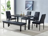 Simple Assembled Tempered Glass & Iron Dinner Table Black 00522385