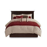 7 PC Pieced Faux Suede Comforter Set Red Cal King B03596841