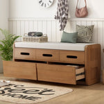 ZUN TREXM Rustic Storage Bench with 2 Drawers, Hidden Storage Space, and 3 False Drawers at the Top, WF323695AAN