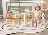 5 Piece Kiddy Table and Chair Set , Kids Wood Table with 4 Chairs Set Cartoon Animals 14281906