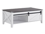 Lift Top Coffee Table with Sliding Barn Door, Farmhouse X Side Design, Hidden 57205661