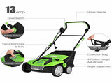 13 Inch 12 Amp Electric Scarifier with Collection Bag and Removable Blades Electric Lawn Dethatcher 90185642