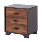 ZUN Walnut and Espresso 3-drawer Rectangular Accent Table B062P181403