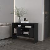 Bylas Console Table in Melamine With Two Doors y Open Storage, Black B128P237129