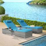 ZUN OUTDOOR SOFA PE RATTAN FURNITURE DECK CHAIR GRAY RATTAN W874P146994