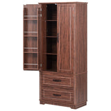 K&K 71" Farmhouse Kitchen Pantry with 2 Large Drawers,Embossed Texture Freestanding Cupboard N707P254905Z