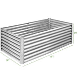 632ft Galvanized Raised Garden Bed, Metal Outdoor Planter Box, Rectangular Garden Bed for Planting 96667793