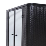 Black Wall-Mounted Bathroom Cabinet with Mirror, 2 Mirrored Doors & Open Shelf, Farmhouse Metal W3122P272846