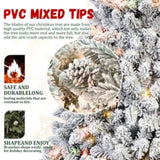 Artificial 6ft Flocked Christmas Tree with 888 PVC Branch Tips, Pine cone*35pcs, 350L Colorful led, 91486641