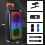 ZUN 8in Wireless Portable Bluetooth Karaoke Speaker with TF/USB/AUX/FM/TWS, LED Disco Light, Bluetooth 32087973