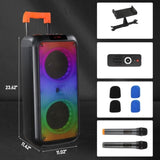 ZUN 8in Wireless Portable Bluetooth Karaoke Speaker with TF/USB/AUX/FM/TWS, LED Disco Light, Bluetooth 32087973