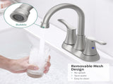 Bathroom Faucet Brushed Nickel, 4" 2-Handle centerset basin faucet with Pop-up Drain & Supply Lines 03176682