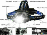 Rechargeable LED Headlamp Camping Hiking Headlamp Work Light BatteryCharger Set 01159336
