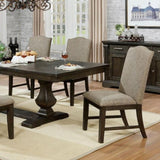 Transitional Set of 2 Side Chairs Espresso Warm Gray Nail heads Solid wood Chair Fabric Upholstered B011104798