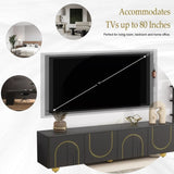 ZUN U-Can Modern TV Stand for TVs up to 75 Inches, Entertainment Center with Storage Cabinets and 1 WF530171AAB