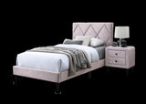 Full Size Bed w Adjustable Headboard 1pc Bedframe, Light Pink Velvet Upholstered Youth Bedroom B011P190165