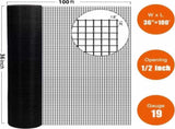 36 inch100 ft Black Vinyl Coated Hardware Cloth, 19 Gauge 1/2 inch Black PVC Hardware Cloth, Black W2286P277575