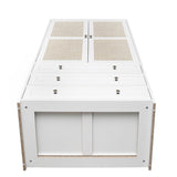 ZUN 2-Door Wardrobe with 3 Drawers High Wardrobe Armoire With 2 Rattan Door For Living Room, Bedroom W2232P162480