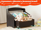 Dark Brown Multifunctional Kids Storage Cabinet with Large Capacity Toy Box and Display Shelf, Safe 88739815